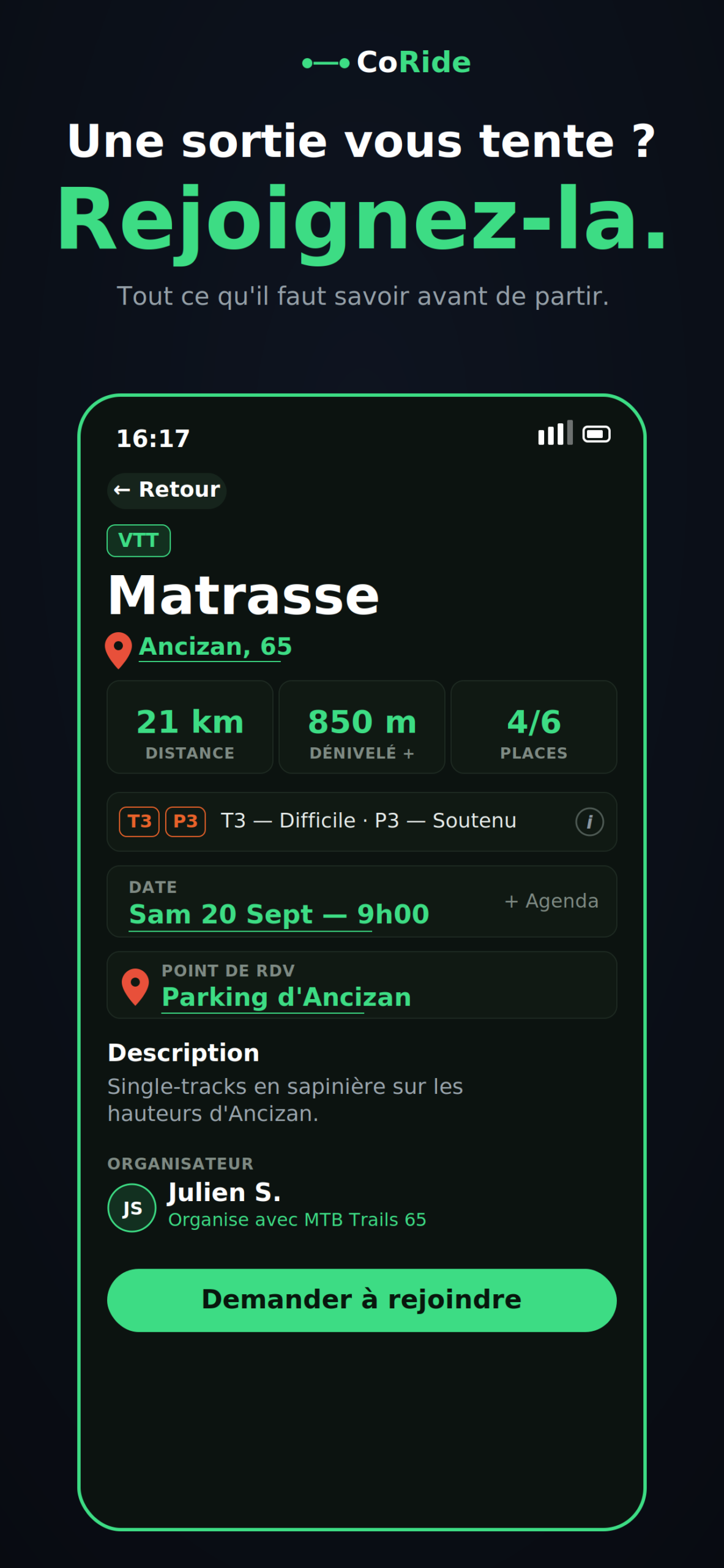 Rejoignez une sortie