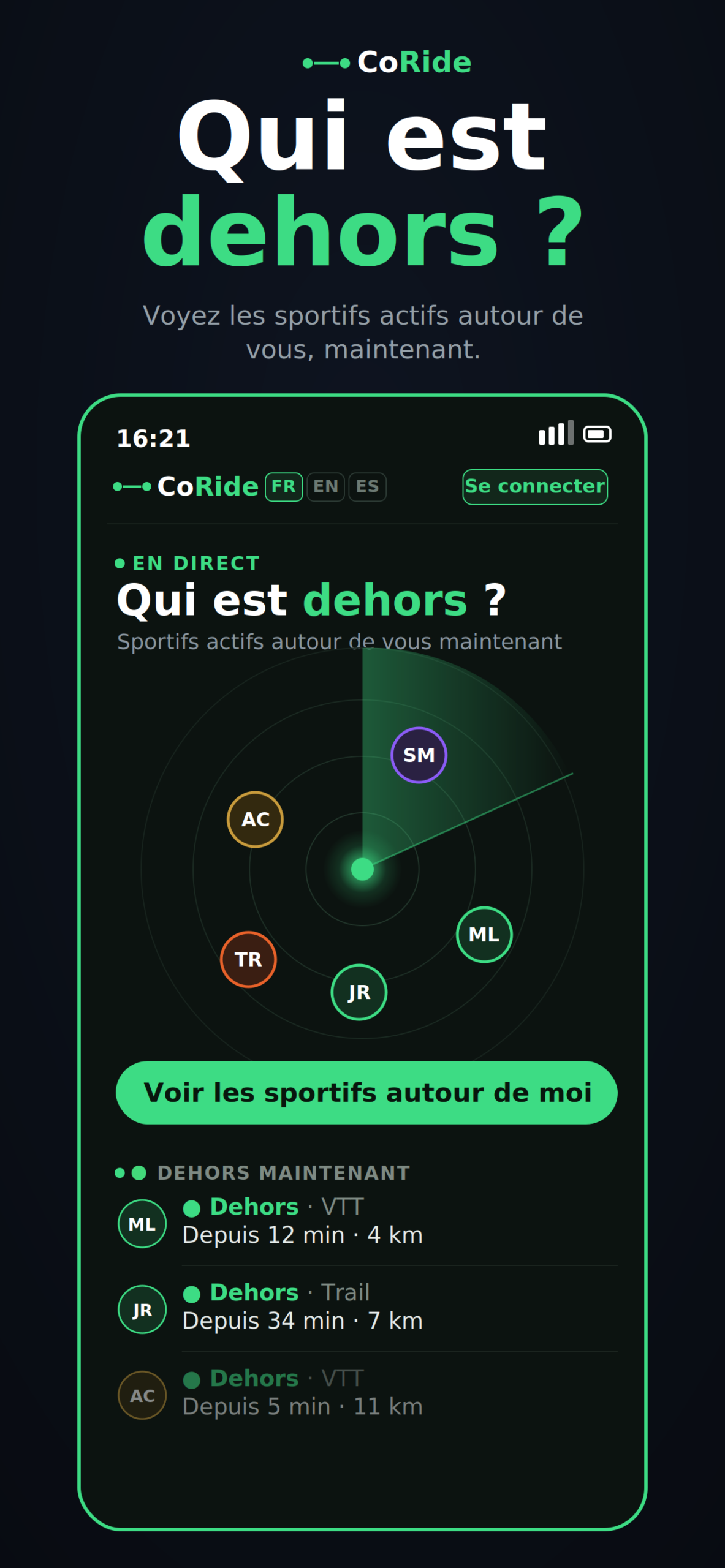 CoRide — Qui est dehors ?